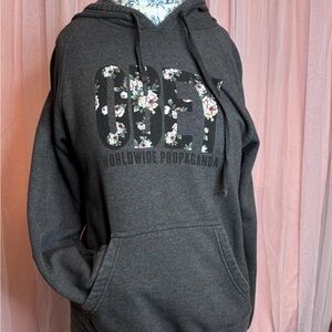 Obey Charcoal Hoodie with Floral Accents